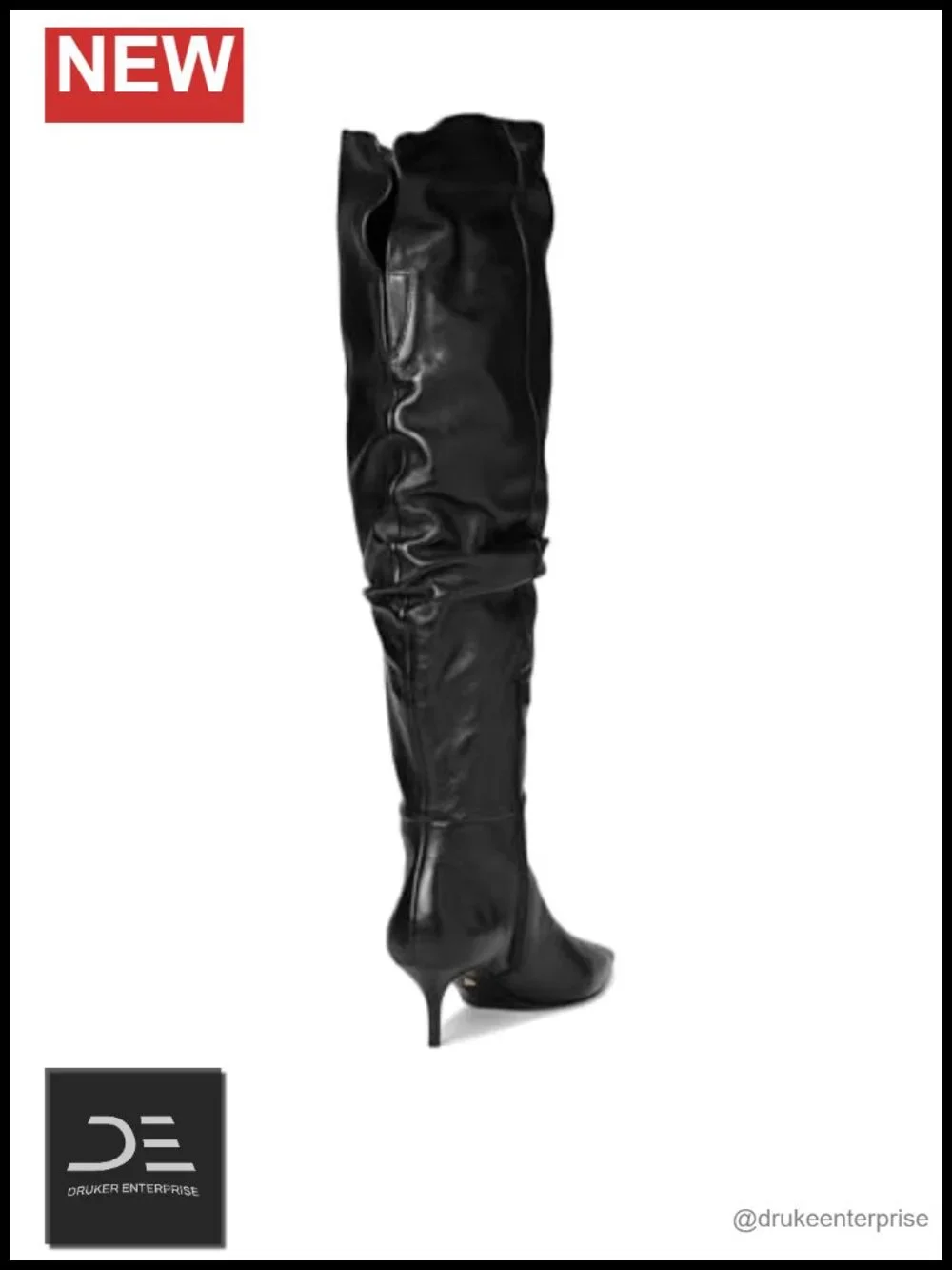 Mid Stiletto Over the Knee Leather Boot